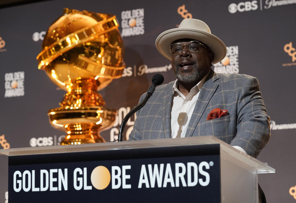 Cedric the Entertainer speaks during the nominations for the 81st Golden Globe Awards at the Beverly Hilton Hotel on Monday, Dec. 11, 2023, in Beverly Hills, Calif. The 81st Golden Globe Awards will be held on Sunday, Jan. 7, 2024. (AP Photo/Chris Pizzello)