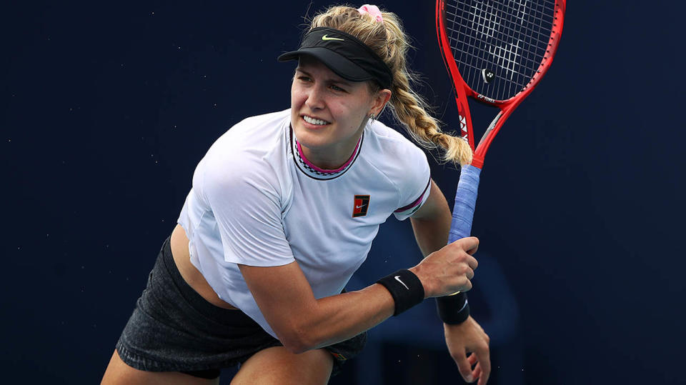 Eugene Bouchard at the Miami Open. (Photo by Julian Finney/Getty Images)