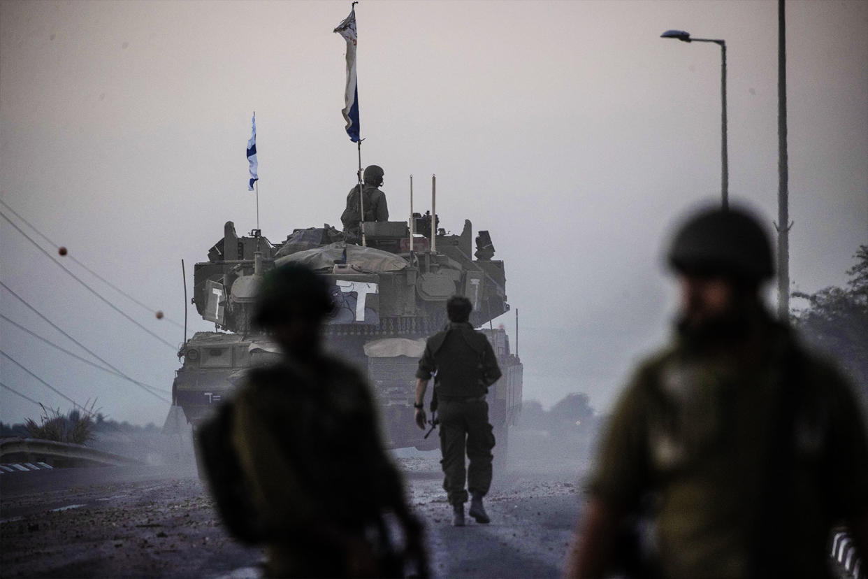 Israeli tanks move near Gaza border Mostafa Alkharouf/Anadolu via Getty Images