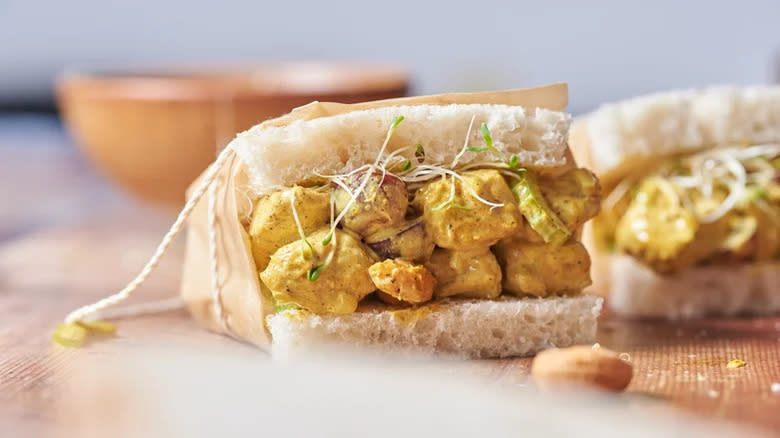 Curried chicken salad sandwich