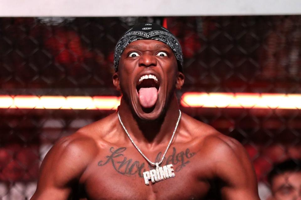 KSI at the weigh-in before his fight with Tommy Fury (PA)