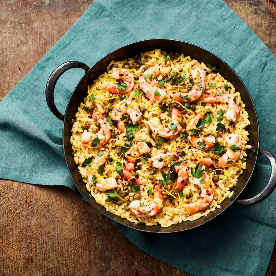 Garlic Butter Shrimp with Orzo