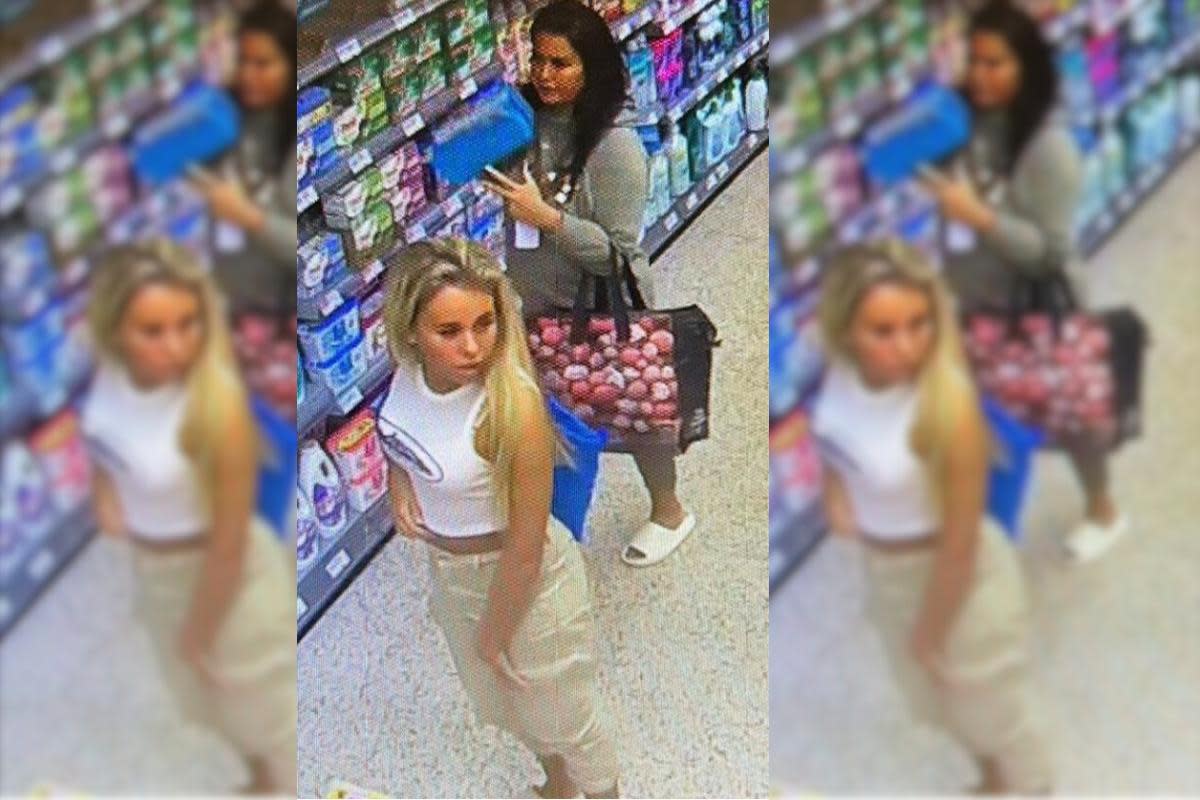 CCTV image of two women who stole £80 worth of household products from Co-op <i>(Image: Hampshire and Isle of Wight Constabulary)</i>