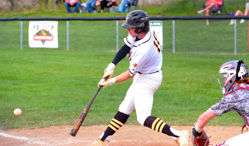 Waynedale batter Tristan Franks fouls off this pitch.