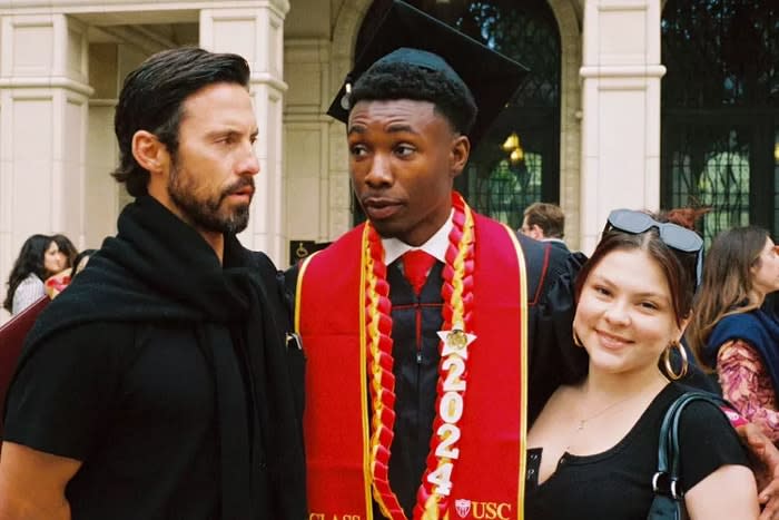 Milo Ventimiglia, en la graduación de Niles Fitch