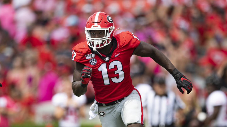 Georgia pass rusher Azeez Ojulari is undersized but disruptive. (AP Photo/John Amis)