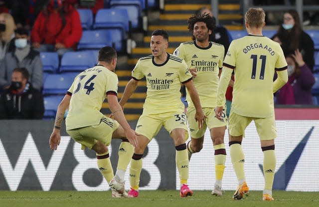 Gabriel Martinelli celebrates scoring