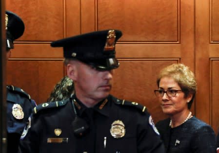 Former U.S. ambassador to Ukraine Marie Yovanovitch leaves after testifying in the U.S. House of Representatives impeachment inquiry into U.S. President Trump on Capitol Hill in Washington