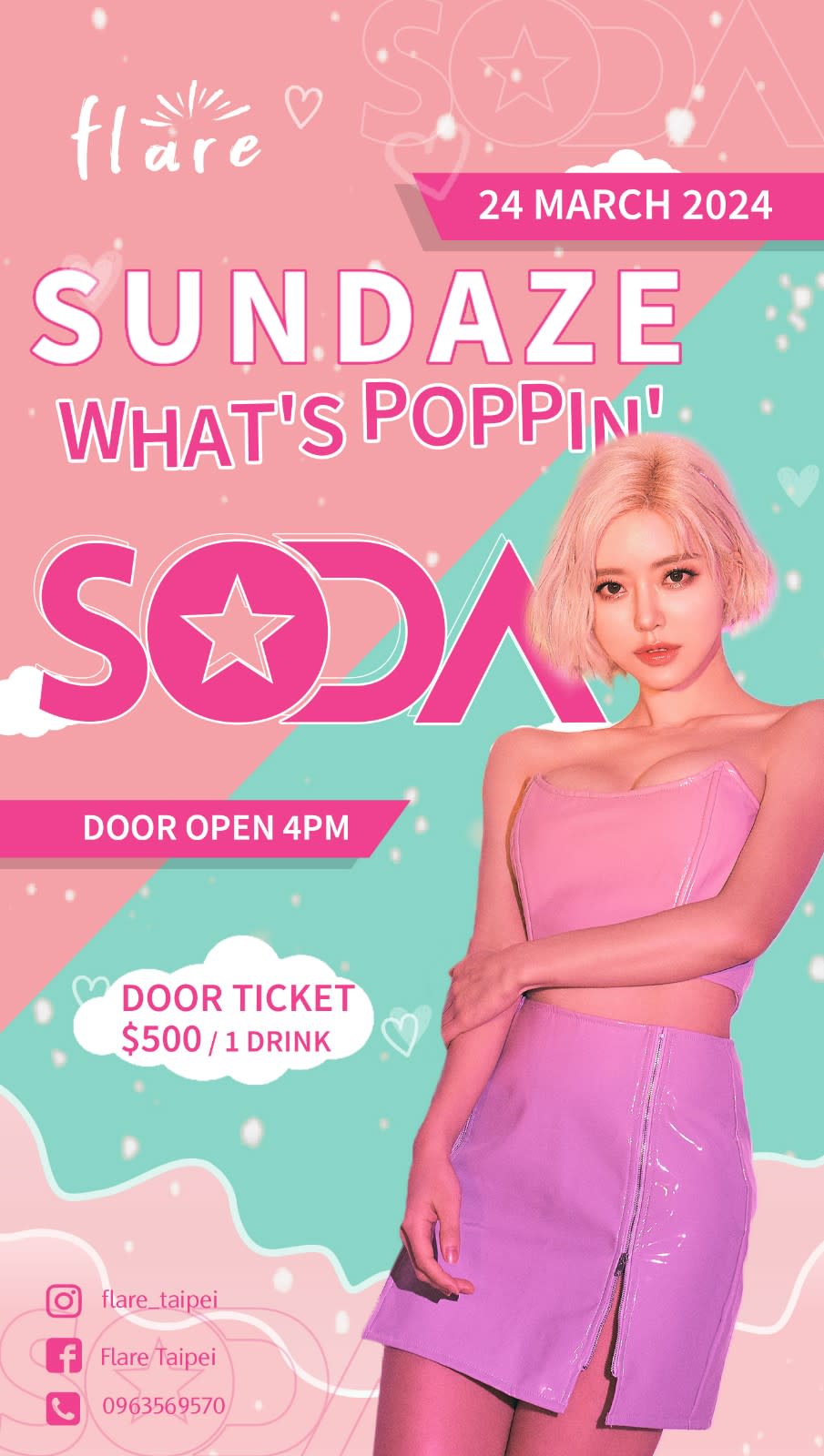 DJ SODA將再度來台，在「flare SUNDAZE What's Poppin'？ It's DJ SODA」活動火辣登場。FLARE TAIPEI 提供