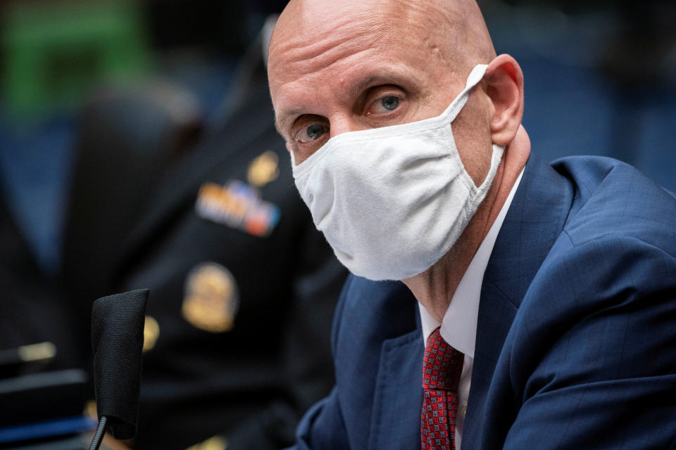 Stephen Hahn, commissioner of food and drugs at the U.S. Food and Drug Administration (FDA), testifies before the House Energy and Commerce Committee in Washington, D.C., U.S., on Tuesday, June 23, 2020. Trump administration health officials will tell lawmakers that their agencies are preparing for a flu season that will be complicated by the coronavirus pandemic. Sarah Silbiger/Pool via REUTERS