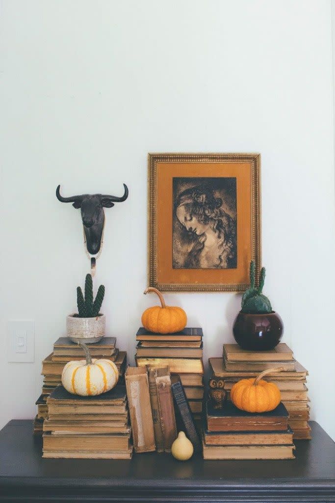 45) Strategically Place Pumpkins on Books