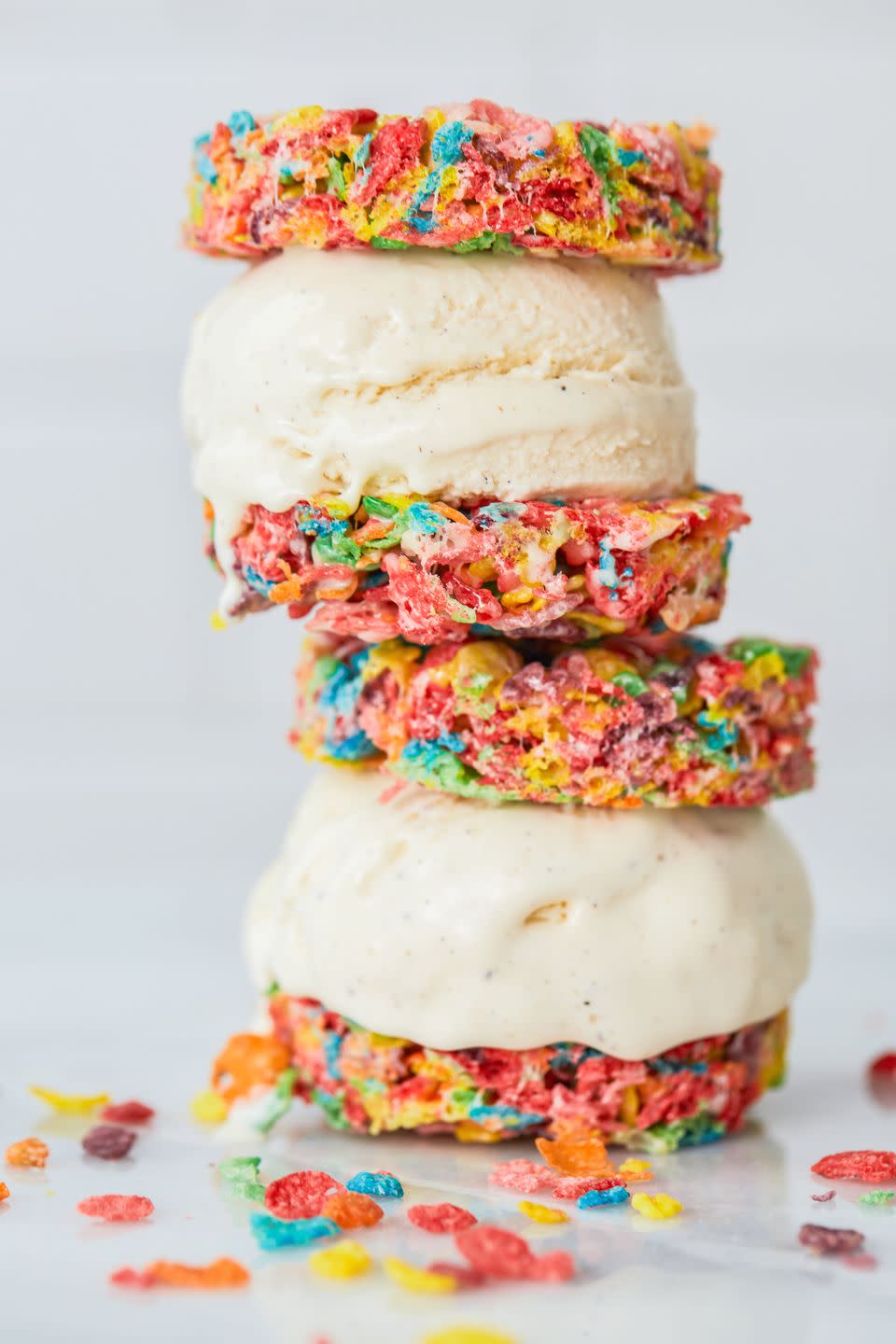 Fruity Pebbles Cereal Ice Cream Sandwiches