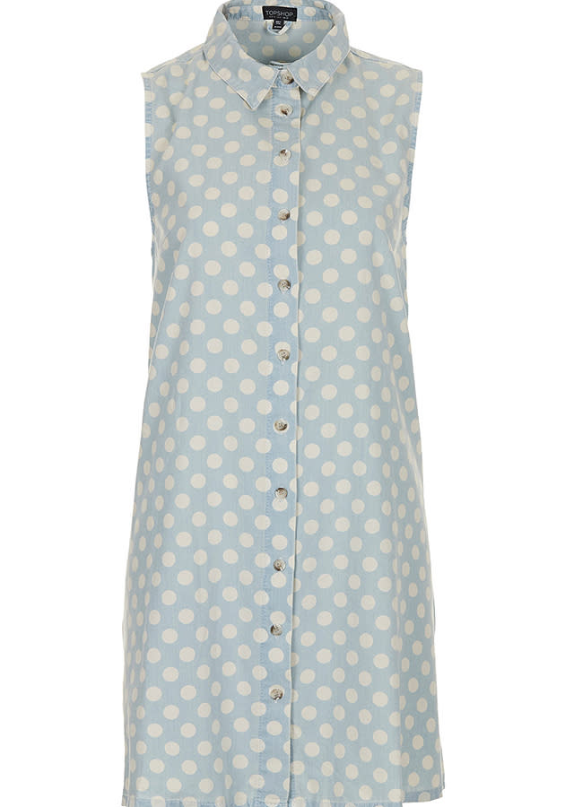 blue and white denim collar dress topshop