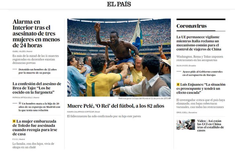 La muerte de Pelé, según El País