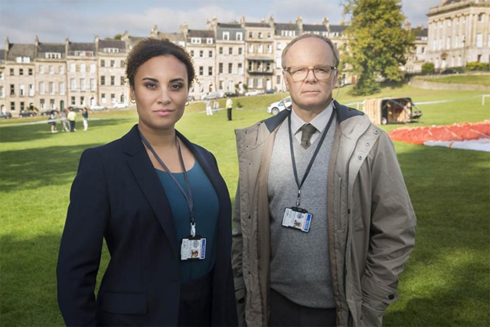 <p>Tala Gouveia and Jason Watkins return as an unlikely detective duo in ‘McDonald & Dodds’  </p> (ITV)