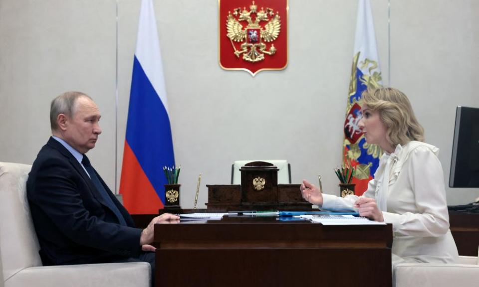 Russian presidential commissioner for children’s rights Maria Lvova-Belova with Vladimir Putin