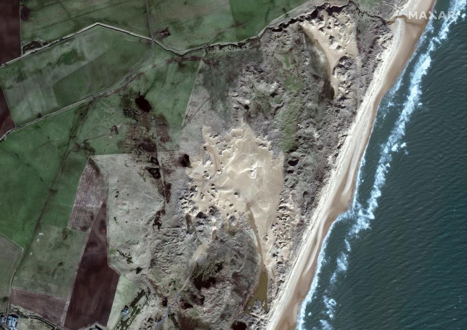 A closer view of the area containing the sand dunes at Foveran Links where Donald Trump's Aberdeenshire golf course would be built.