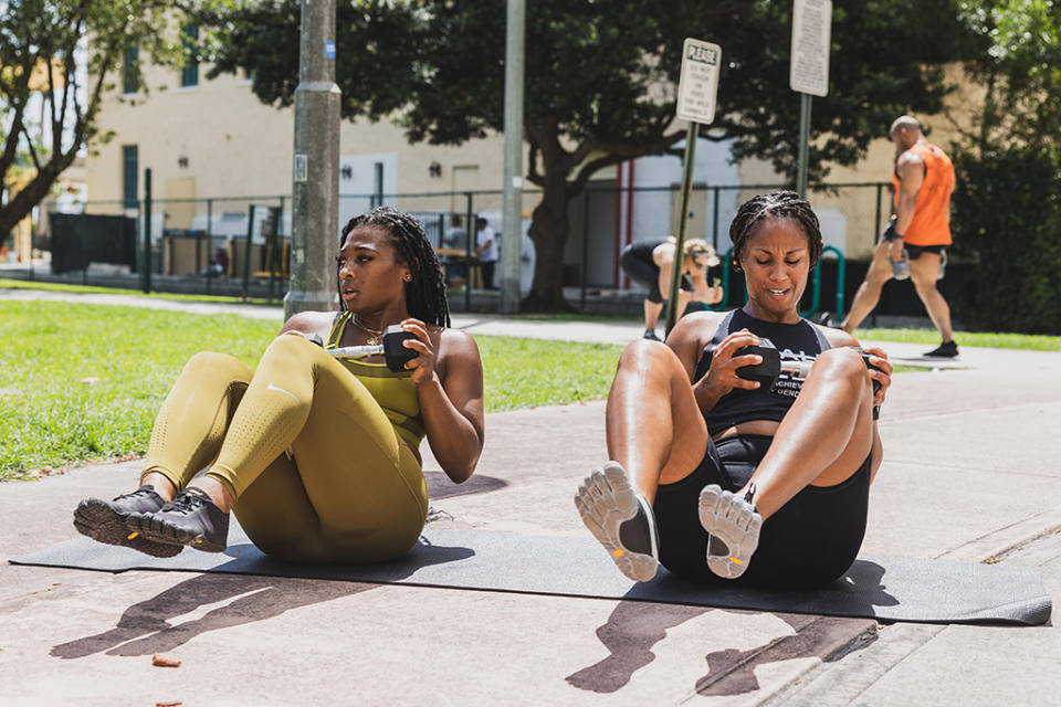 Women athletes working out in Vibram FiveFingers shoes. - Credit: Courtesy of Vibram