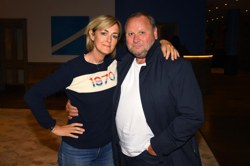 LONDON, ENGLAND - JUNE 11: Jane Moore and Gary Farrow attends a Pavarotti documentary screening at Soho Hotel on June 11, 2019 in London, England. (Photo by Dave J Hogan/Getty Images for Entertainment One)