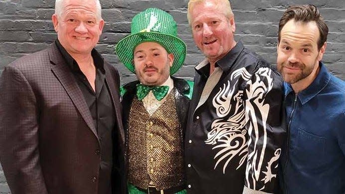 Derek Richards, Michael Malone, Damon Leibert and Derrick Keane star in the Irish Comedy Tour at the Sharon Sunday night.