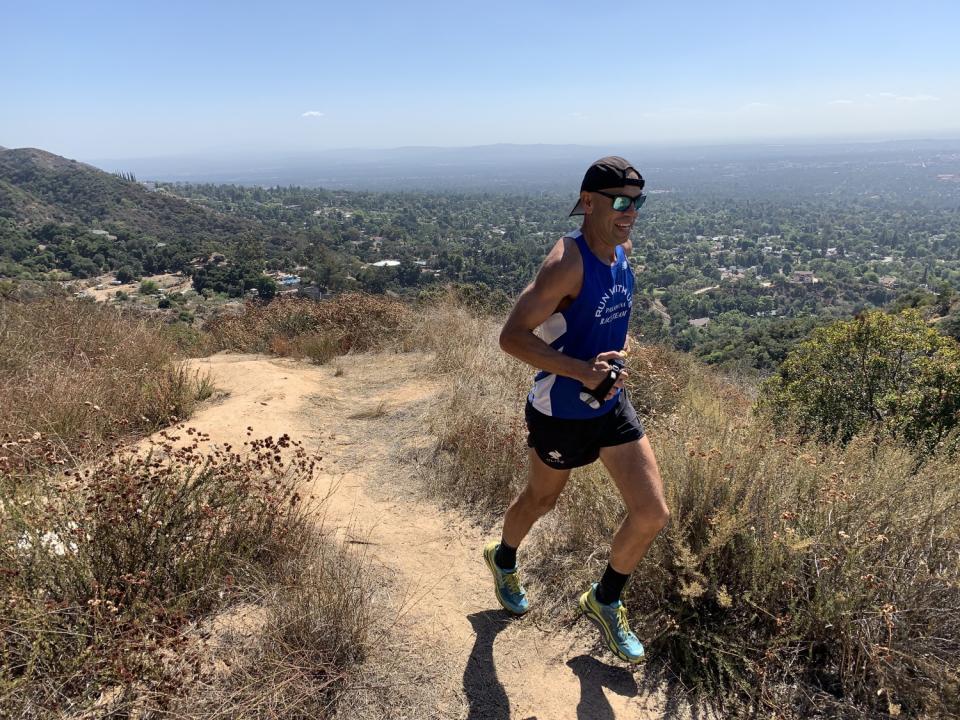 Jerry Garcia runs at the San Gabriel Peak.