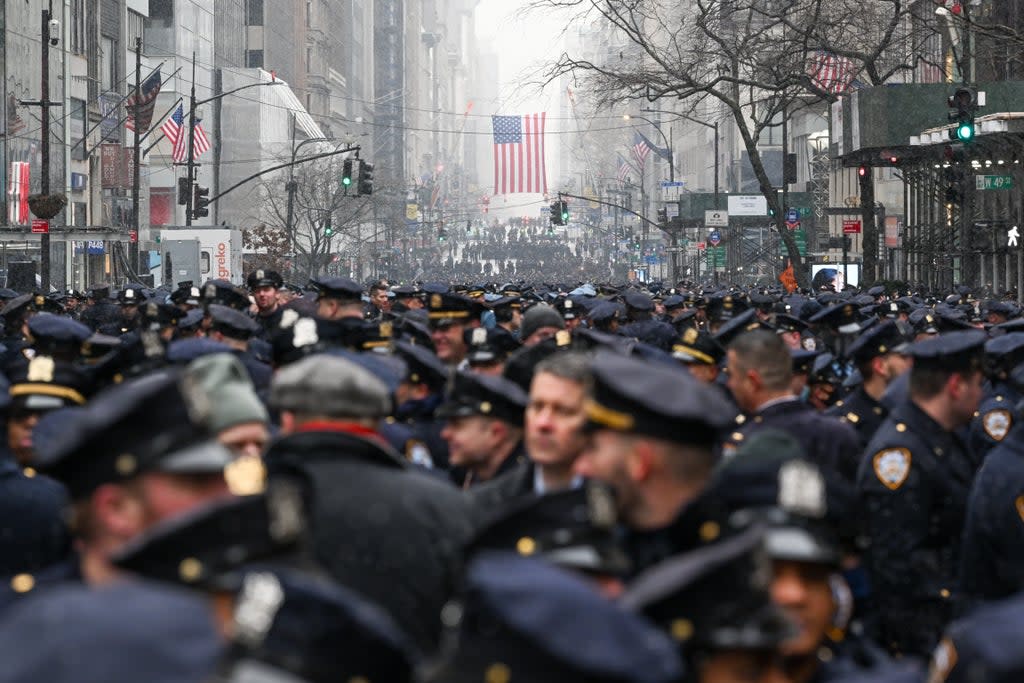 Thousands mourn slain NYPD officer Jason Rivera on Manhattan’s Fifth Avenue  (Getty Images)