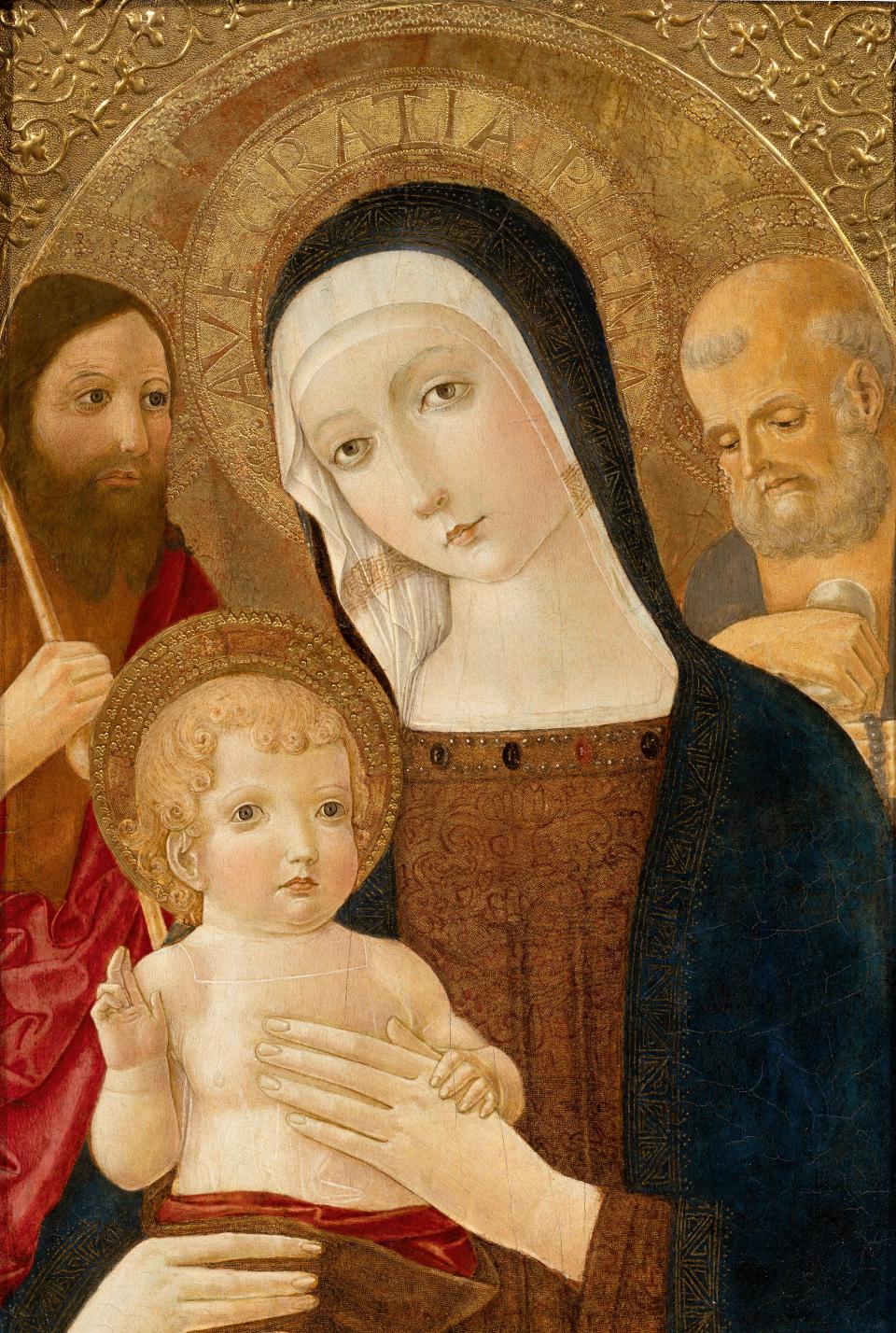 Benvenuto di Giovanni's "Madonna with Child, St. John the Baptist, and St. Jerome," dated to about 1475-1480, is among the pieces that are part of the exhibition "Timelessness," on display now through March 30 at Frascione Gallery in Palm Beach.