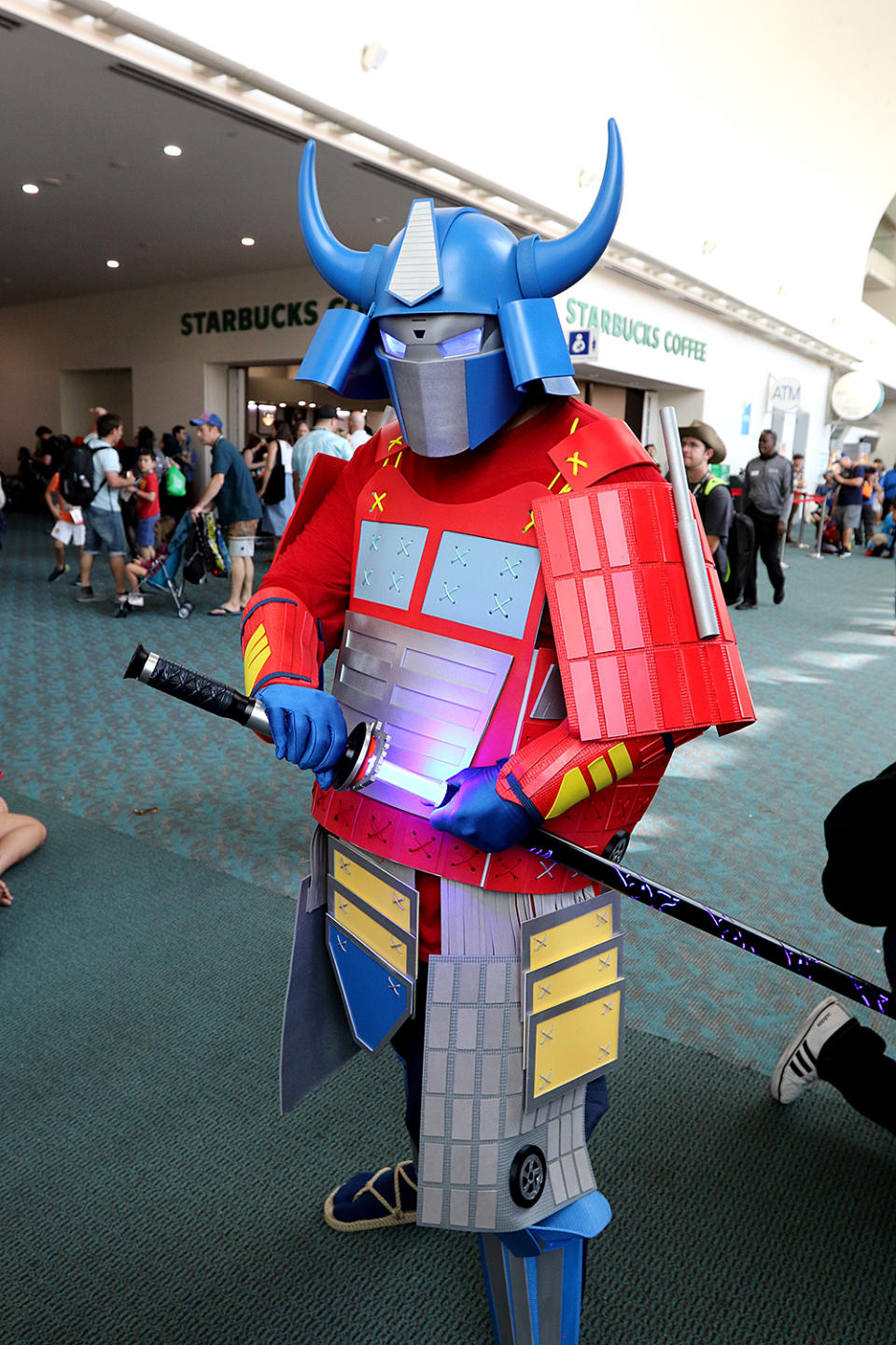 <p>Cosplayer dressed as Samurai Optimus Prime from <i>Transformers</i> at Comic-Con International on July 21, 2018, in San Diego. (Photo: Angela Kim/Yahoo Entertainment) </p>