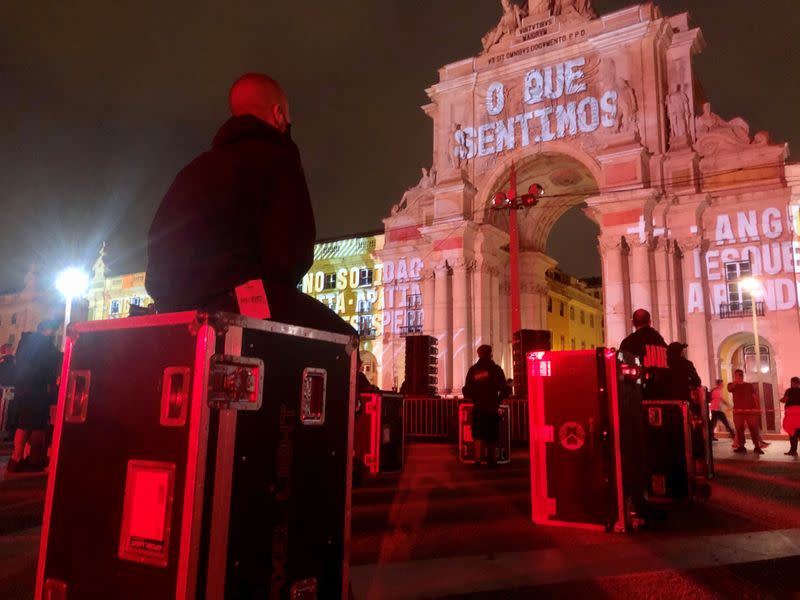 Live event workers protest in demand of more government support amid the coronavirus disease (COVID-19) pandemic in Lisbon