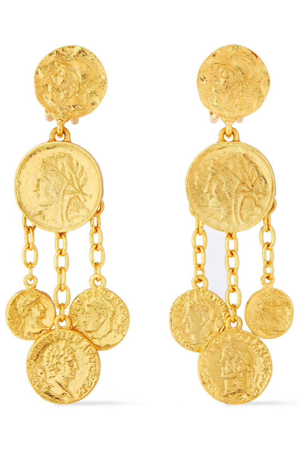 8) Embossed gold-tone clip earrings