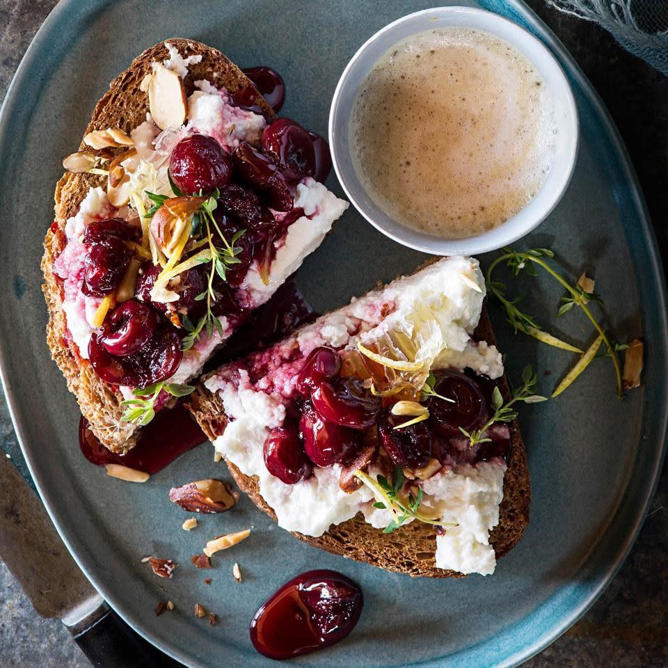 Honey-Roasted Cherry & Ricotta Tartine