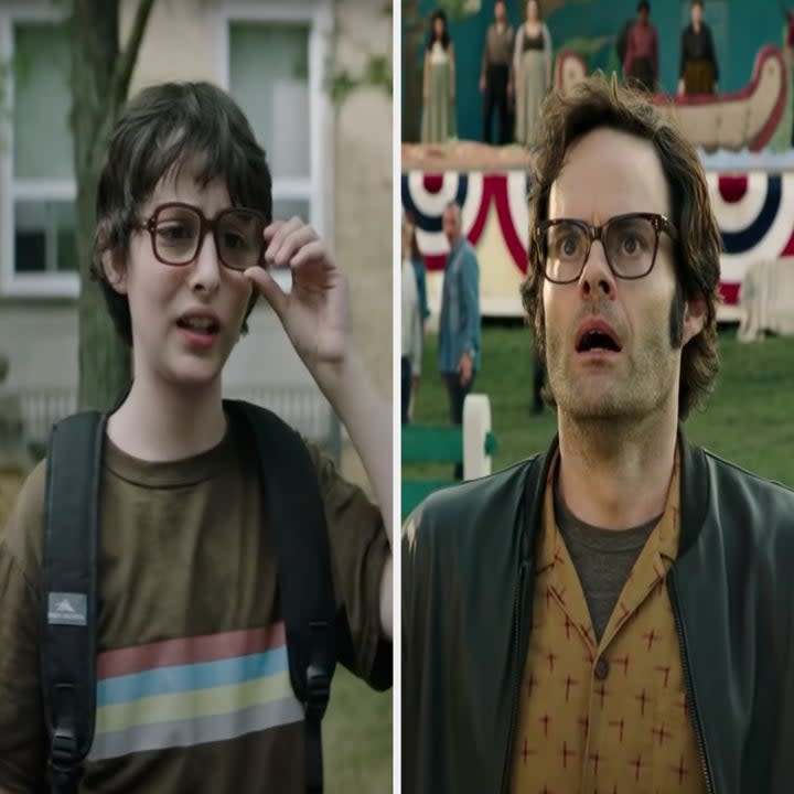 Side-by-side of Finn Wolfhard and Bill Hader in 