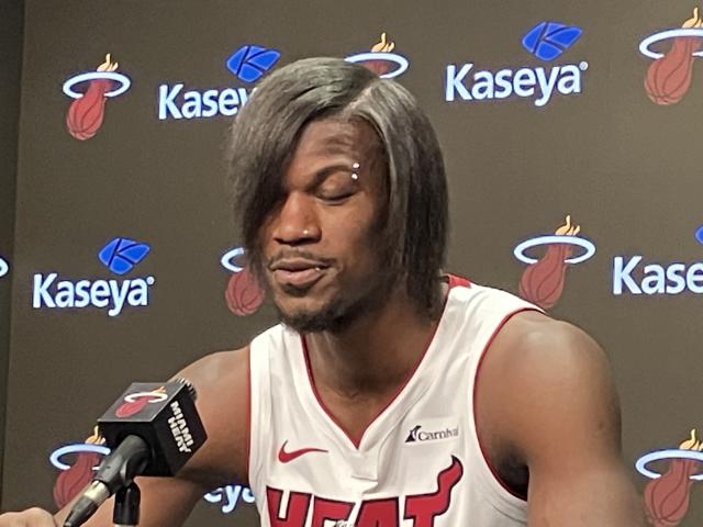 Jimmy Butler rocks 'emo' look at Heat media day: 'This is me