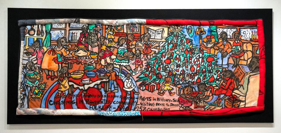 Aminah Robinson's "Christmas at Poindexter Village" at the Columbus Museum of Art.