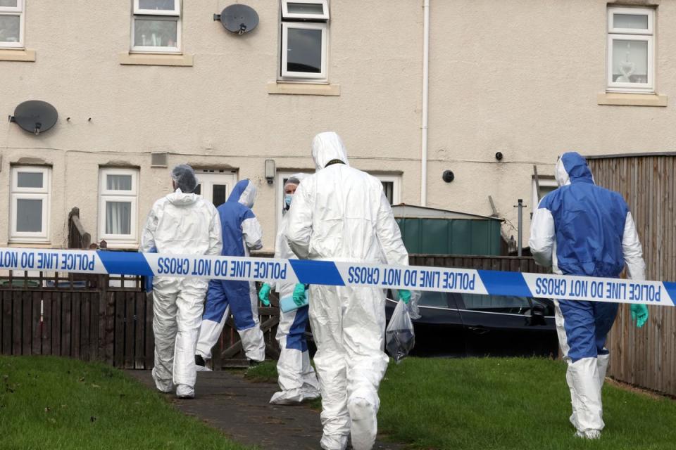 Forensic Officers on Maple Terrace in Shiney Row (PA)