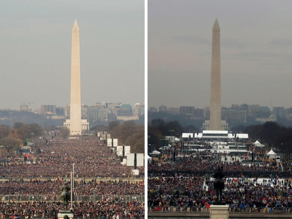 Barack Obama's Inauguration &nbsp;(left), Donald Trump's&nbsp;Inauguration (right).