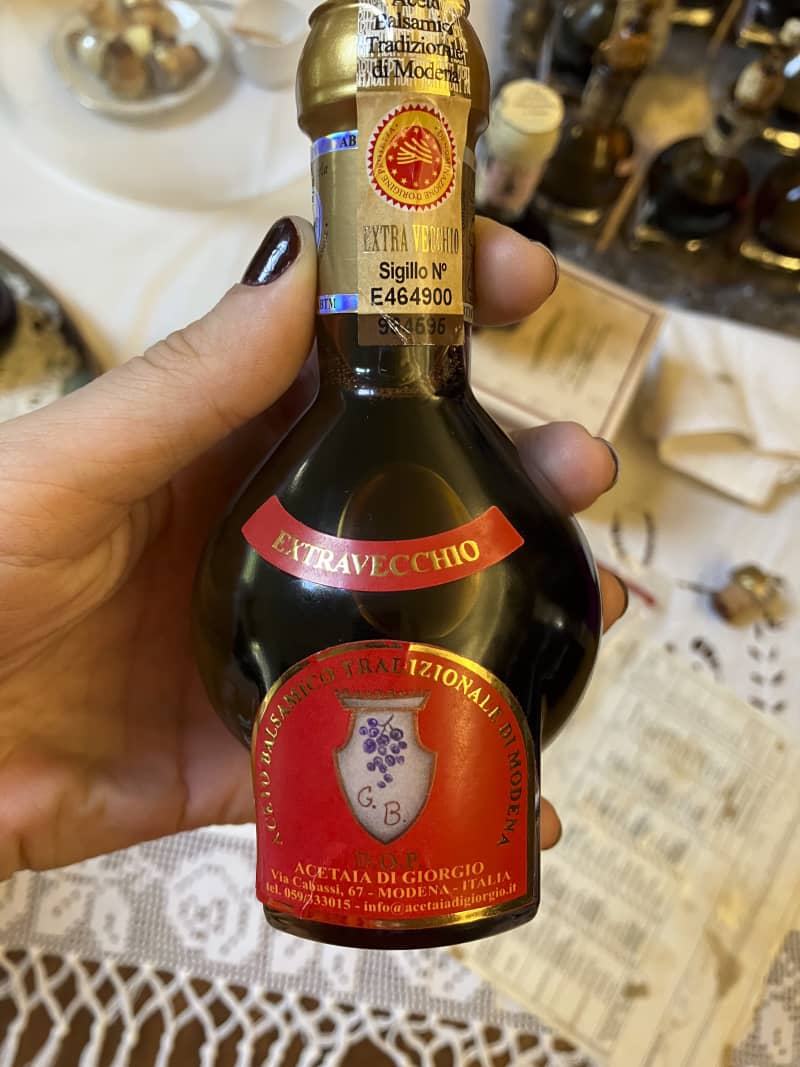 Balsamic vinegar in bottle.