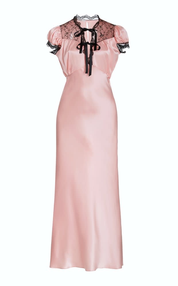 <p>Rodarte Pink Silk Satin Dress with Lace Details, $1,575, <a href="https://shoprodarte.com/products/pink-silk-satin-dress-with-lace-details?variant=40194333376560" rel="nofollow noopener" target="_blank" data-ylk="slk:available here;elm:context_link;itc:0;sec:content-canvas" class="link ">available here</a></p>