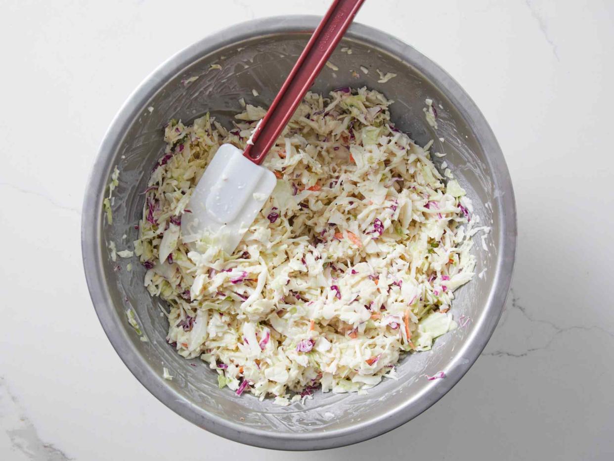 coleslaw in a bowl after chilling for 2 hours