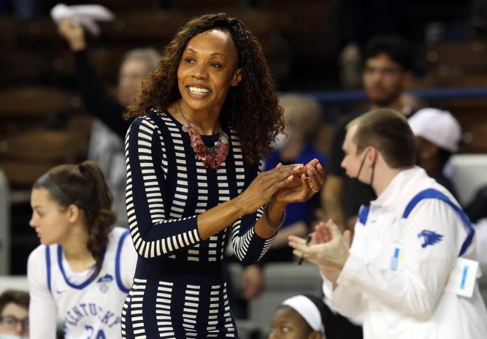 Kyra Elzy is entering her fourth season as head coach at Kentucky. After leading the Wildcats to the SEC Tournament title in 2022, Elzy is looking to bounce back after a down season for UK in 2023.