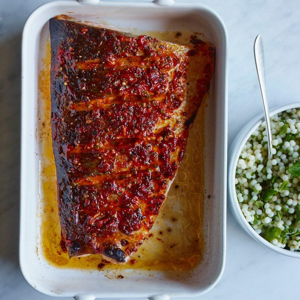 Harissa Spiced Salmon with Israel Couscous