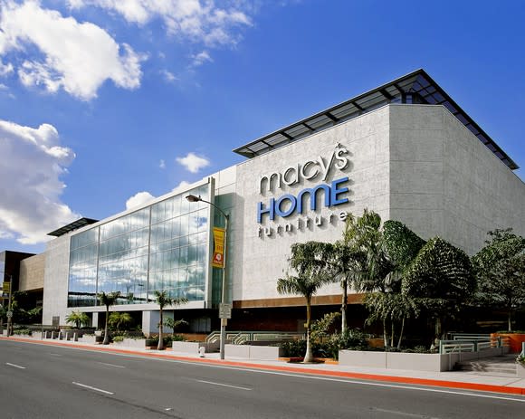 The exterior of the Macy's Home and Furniture store at South Coast Plaza