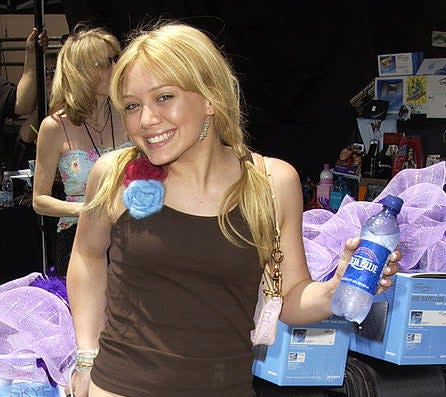 Close-up of the water bottle she's holding