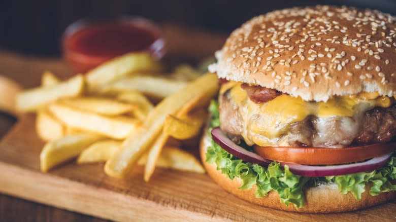 Burger and fries