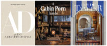 This combination of cover images shows, from left, “Architectural Digest: AD at 100, a Century of Style,” by Architectural Digest, “Cabin Porn: Inside,” by Zach Klein, and "Inside Tangier: Houses & Gardens," by Nicolo Castellini Baldissera, with photos by Guido Taron. (Abrams/Voracious/Vendome via AP)