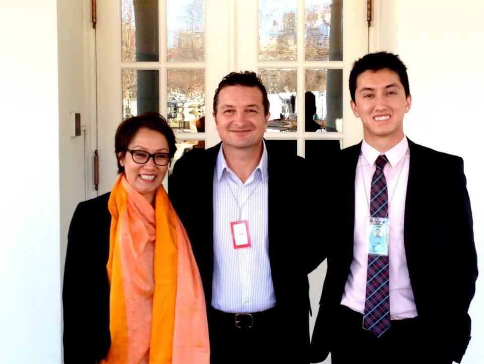 Julian Sarafian with his parents outside the White House Rotunda near the Oval Office, taken on their tour of the West Wing.