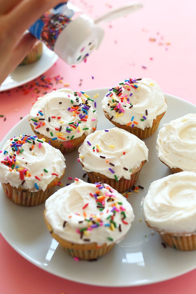 <p>Indoor days are the perfect time to try and get creative in the kitchen. Whip up some kind of make-your-own dessert bar by putting out toppings (frosting, sprinkles, M&Ms, etc.) that kids can add to either a cupcake or ice cream sundae.</p><p> <a href="https://www.goodhousekeeping.com/food-recipes/dessert/g2411/cupcake-ideas/?slide=30" rel="nofollow noopener" target="_blank" data-ylk="slk:See 45 different cupcake recipes »;elm:context_link;itc:0;sec:content-canvas" class="link "><em>See 45 different cupcake recipes »</em></a></p>