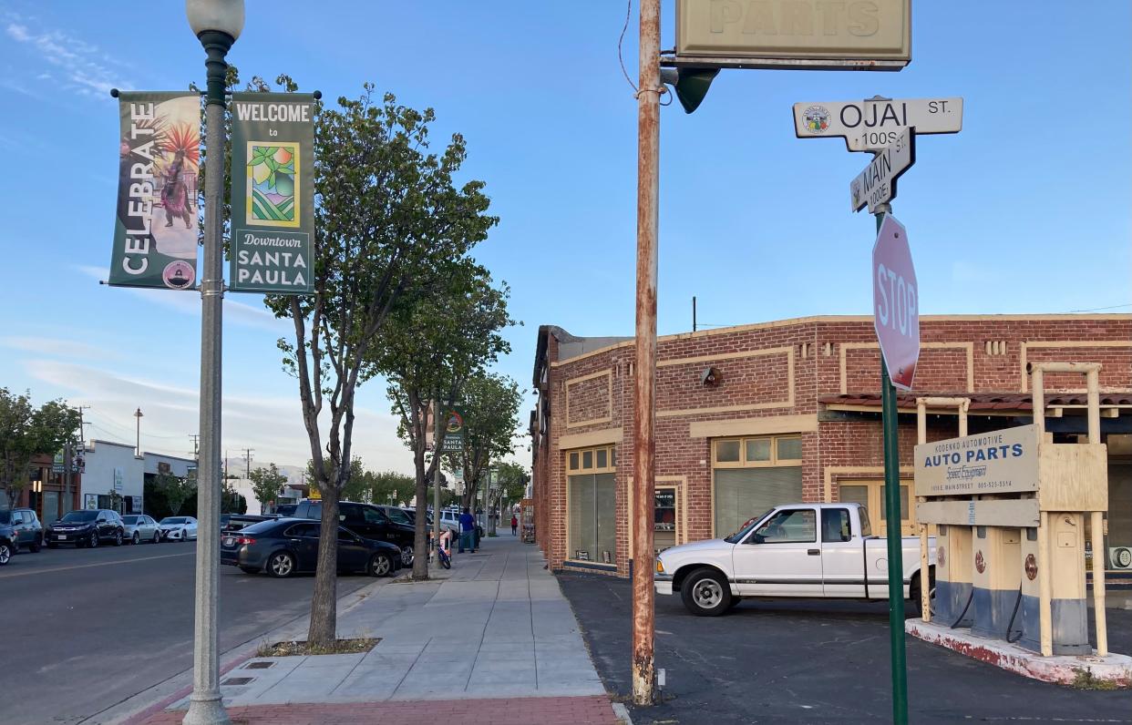 Ojai Street and Main Street in Santa Paula on Wednesday. The Santa Paula City Council is considering updating criteria for future street names to include local history and diversity.