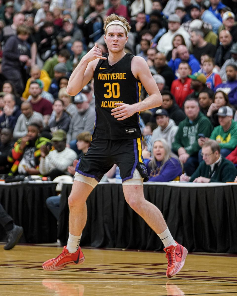 IU recruit Liam McNeeley finished with a team-high 22 points for Montverde Academy at the Spalding Hoophall Classic in Springfield, Mass.