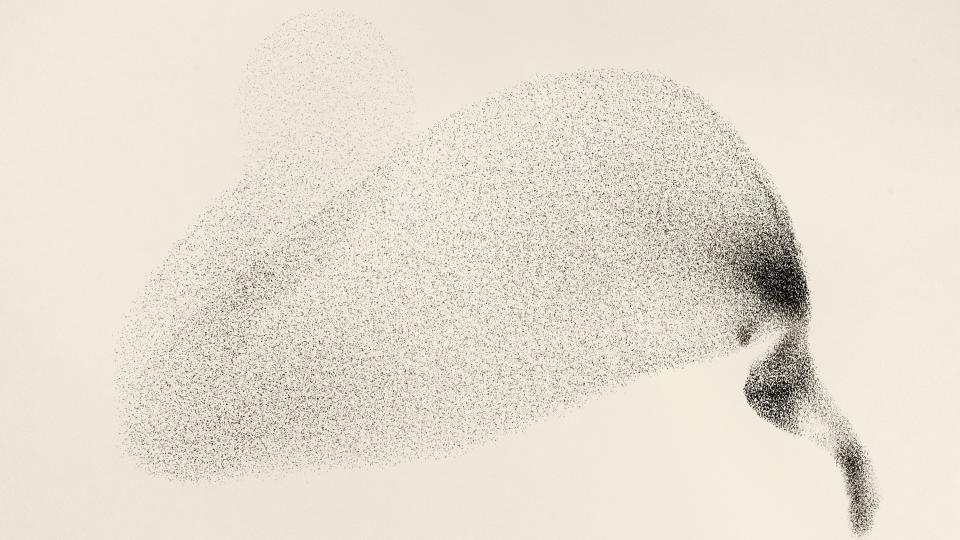 A murmuration of starlings in Rome, Italy.